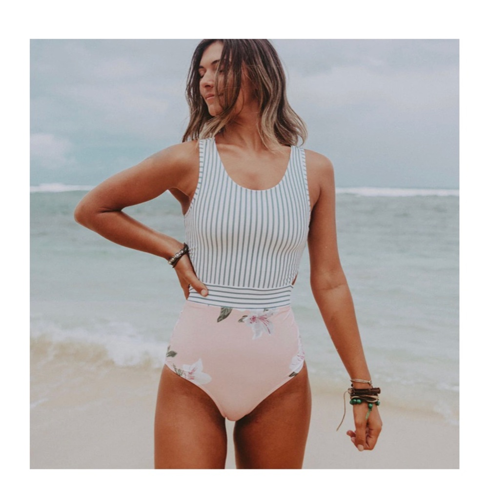 Albion Island Fever One-Piece Contrast Cut-out Back Swimsuit S